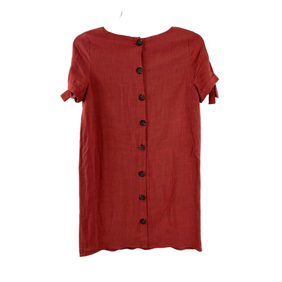 Lulus Women's Orange Solid Size Small Linen & Rayon Shirt Top Blouse Button Back - Picture 4 of 6